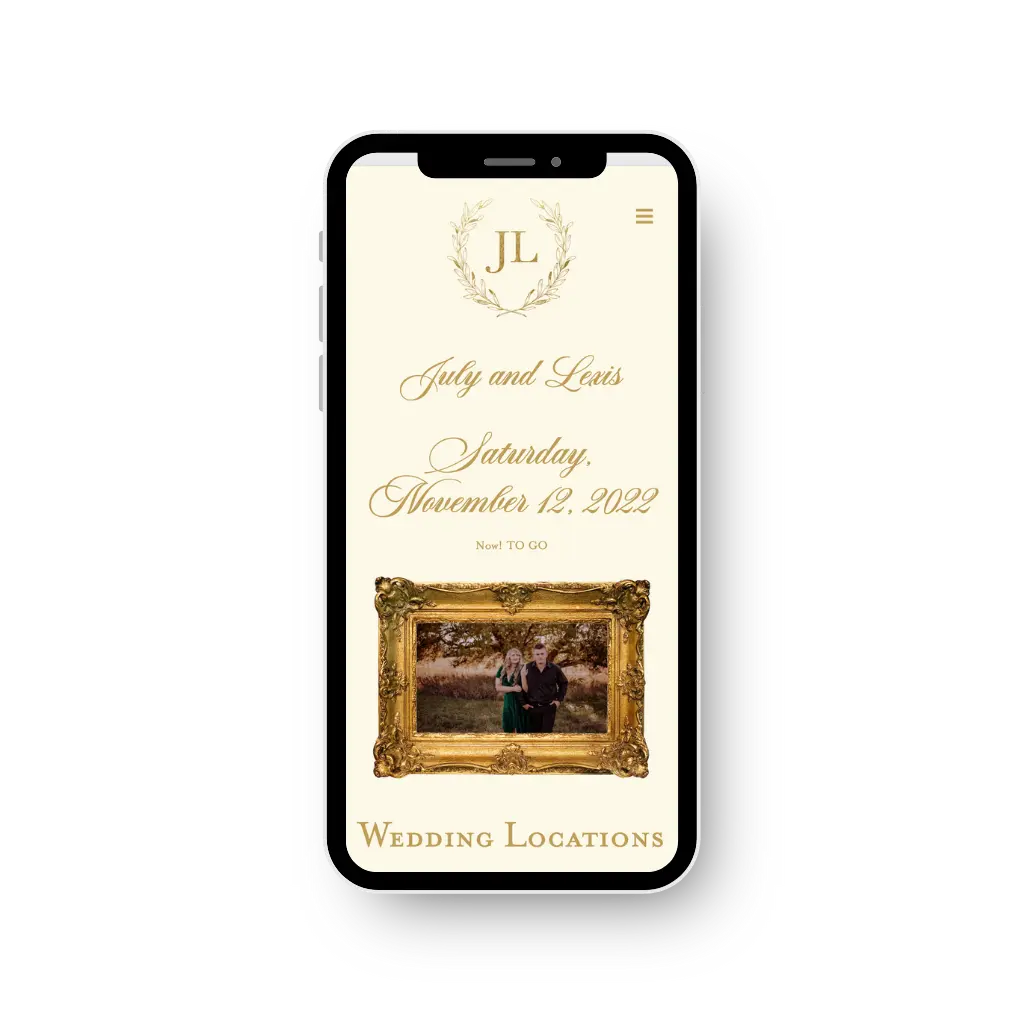 Jindra Wedding website screenshot